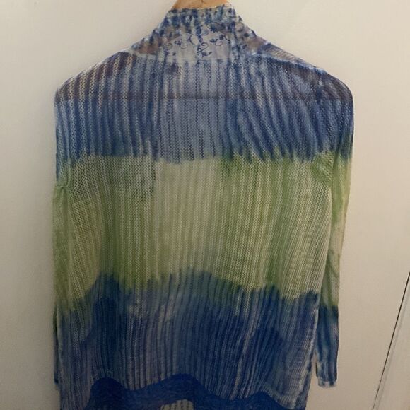 Reba Open Cardigan Ombré Tassels blue and green Large - Picture 12 of 14
